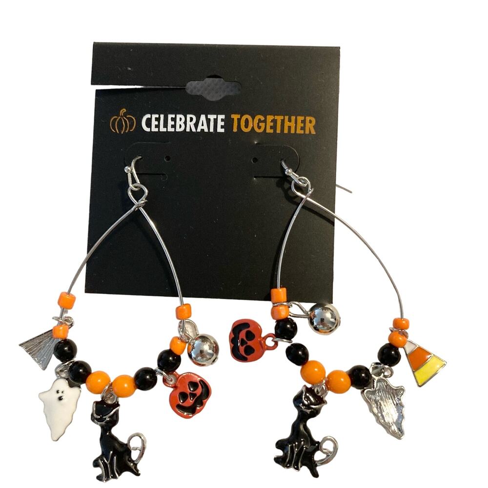 Celebrate Together™ Halloween Silver Tone Open Teardrop Charm Drop Earrings